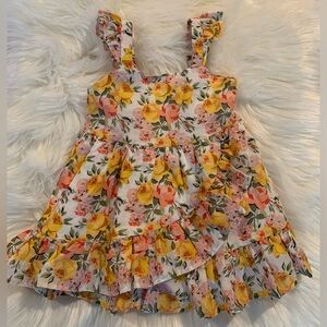 Janie and Jack - Marigold floral print yellow baby girl dress (Size 6-12m)
